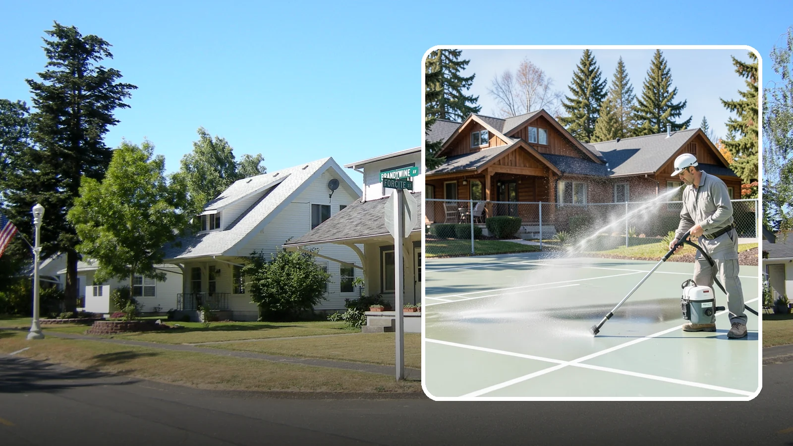 Pickleball Court Cleaning in DuPont, Pierce County, WA - We clean pickleball courts so the fast-growing sport's surface stays grippy and line-crisp despite constant Northwest moisture.