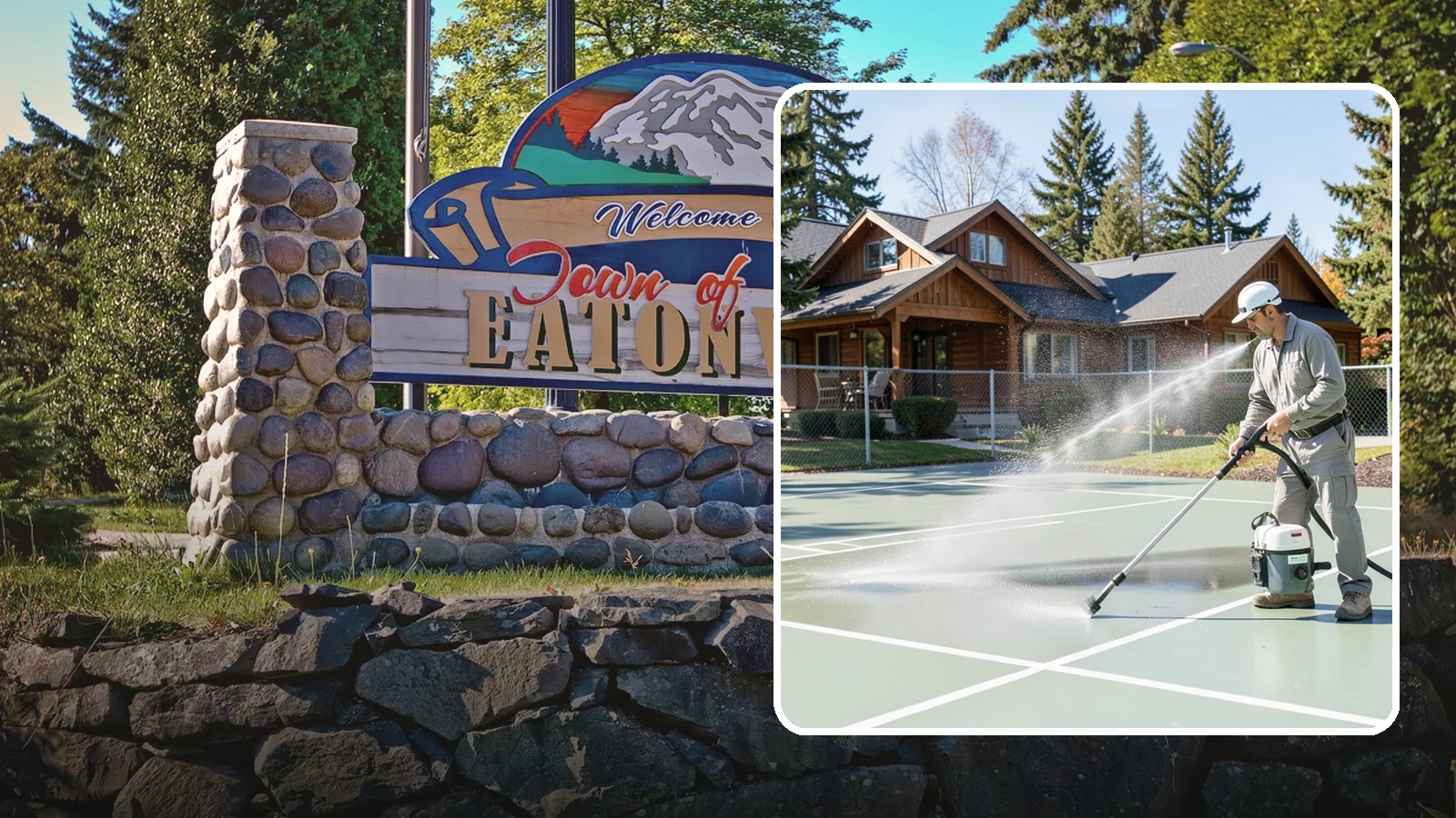 Pickleball Court Cleaning in Eatonville, Pierce County, WA - We clean pickleball courts so the fast-growing sport's surface stays grippy and line-crisp despite constant Northwest moisture.