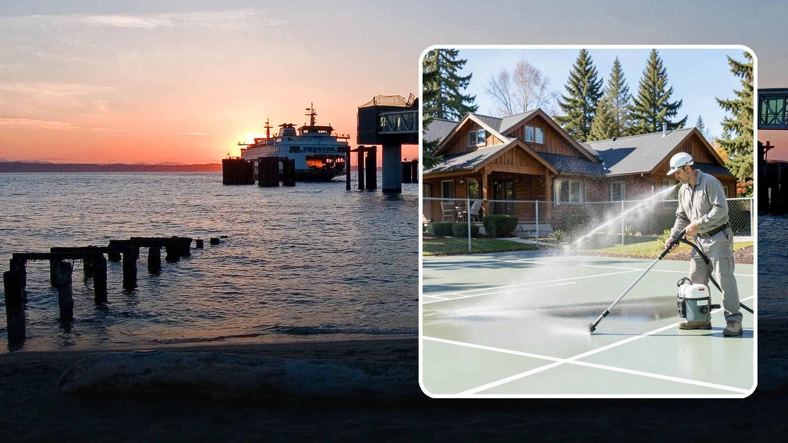 Pickleball Court Cleaning in Edmonds, Snohomish County, WA - We clean pickleball courts so the fast-growing sport's surface stays grippy and line-crisp despite constant Northwest moisture.