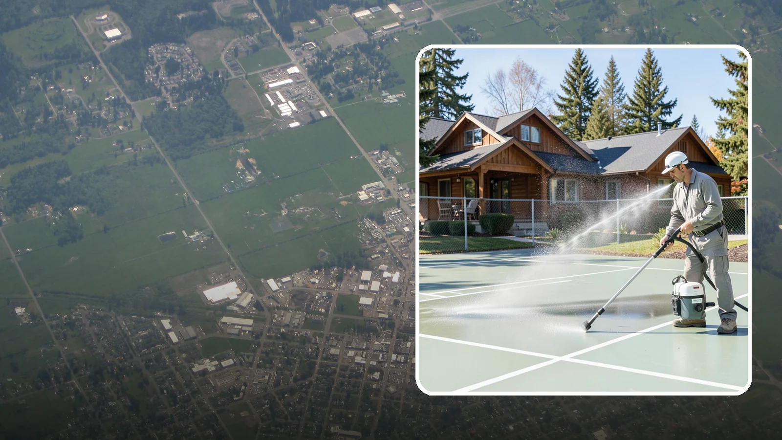 Pickleball Court Cleaning in Enumclaw, King County, WA - We clean pickleball courts so the fast-growing sport's surface stays grippy and line-crisp despite constant Northwest moisture.
