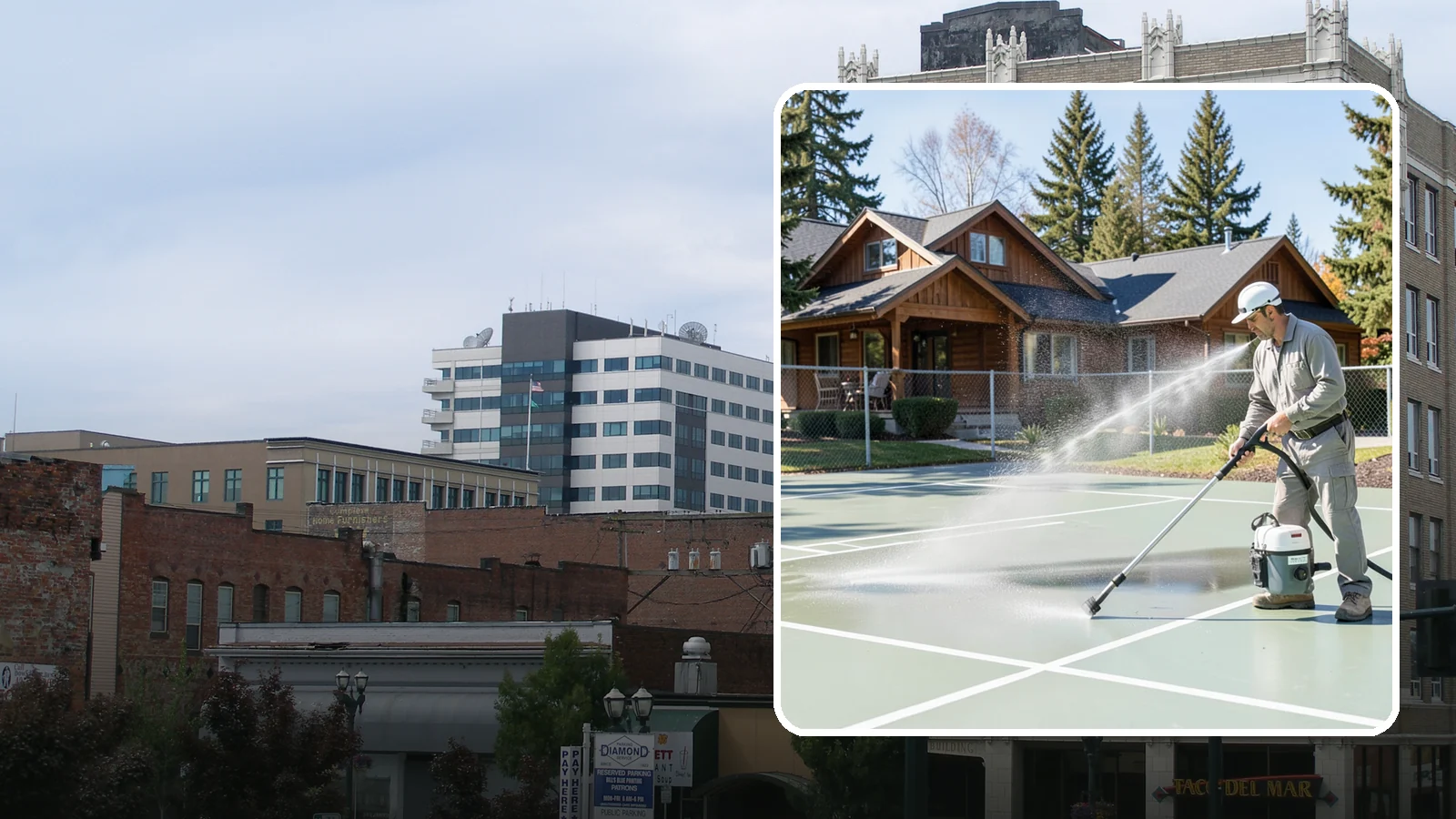 Pickleball Court Cleaning in Everett, Snohomish County, WA - We clean pickleball courts so the fast-growing sport's surface stays grippy and line-crisp despite constant Northwest moisture.