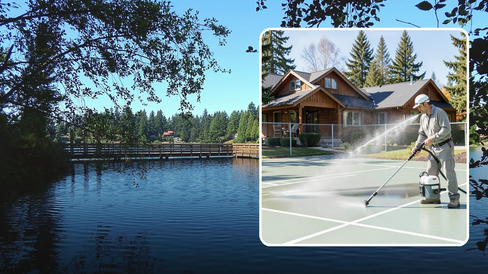 Pickleball Court Cleaning in Federal Way, King County, WA - We clean pickleball courts so the fast-growing sport's surface stays grippy and line-crisp despite constant Northwest moisture.