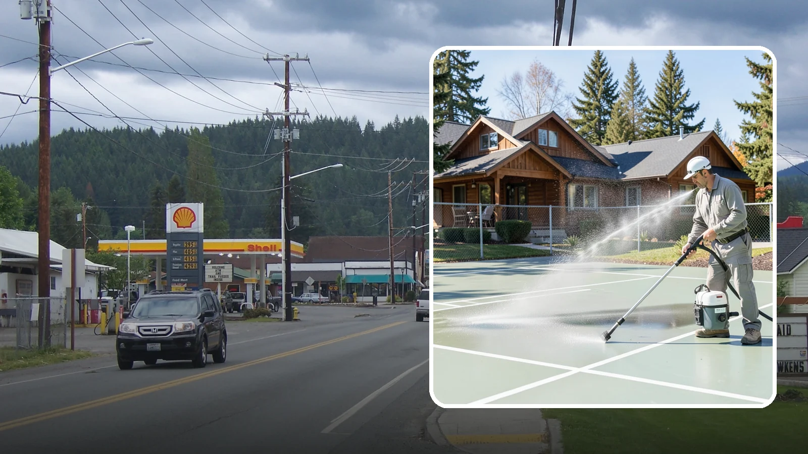 Pickleball Court Cleaning in Granite Falls, Snohomish County, WA - We clean pickleball courts so the fast-growing sport's surface stays grippy and line-crisp despite constant Northwest moisture.