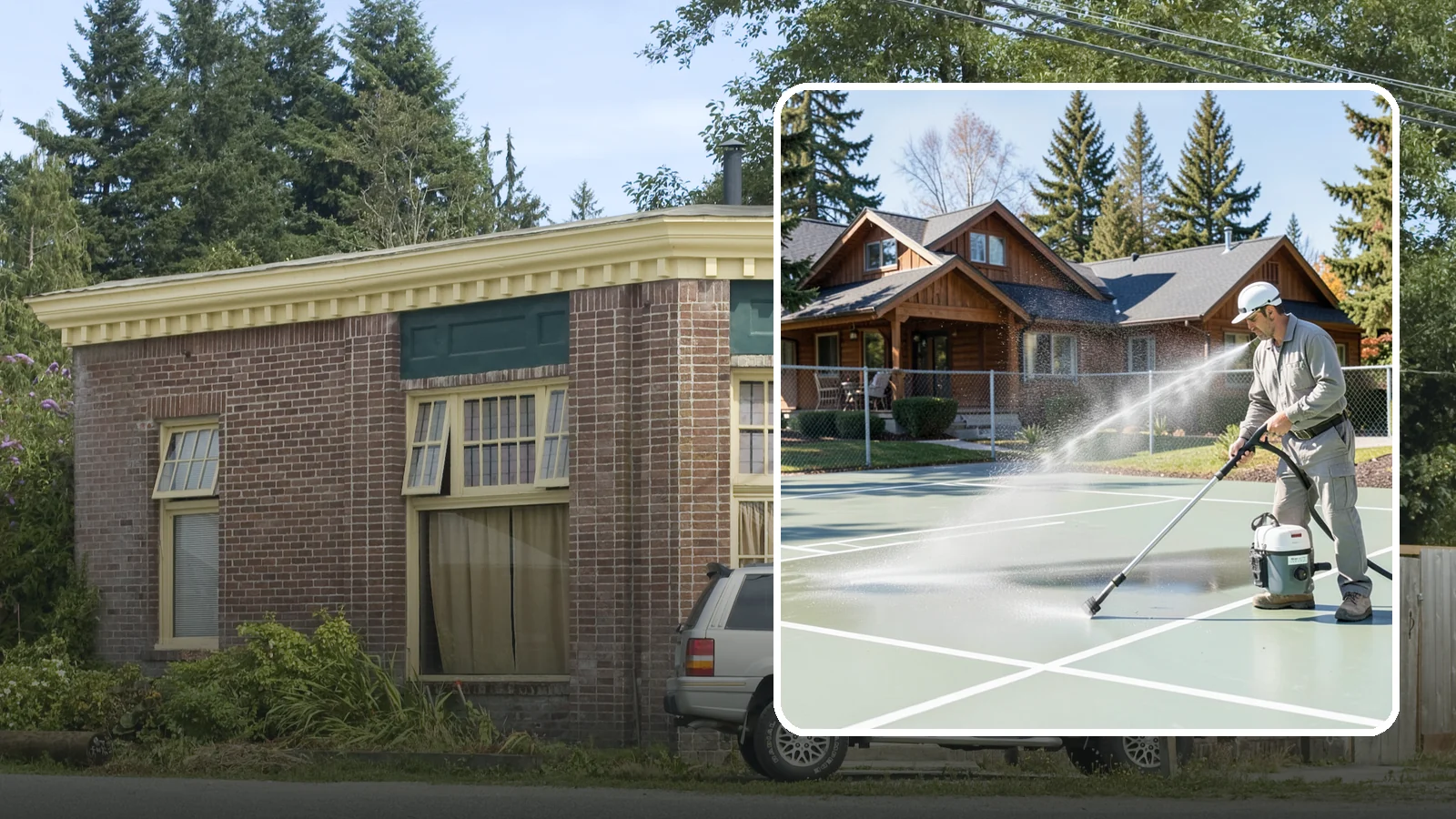 Pickleball Court Cleaning in Hamilton, Skagit County, WA - We clean pickleball courts so the fast-growing sport's surface stays grippy and line-crisp despite constant Northwest moisture.
