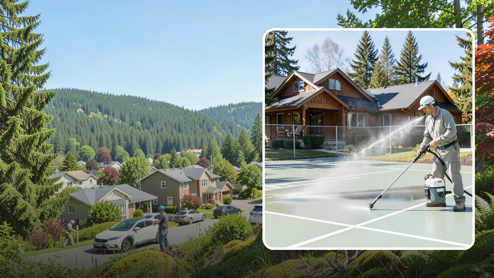 Pickleball Court Cleaning in Index, Snohomish County, WA - We clean pickleball courts so the fast-growing sport's surface stays grippy and line-crisp despite constant Northwest moisture.