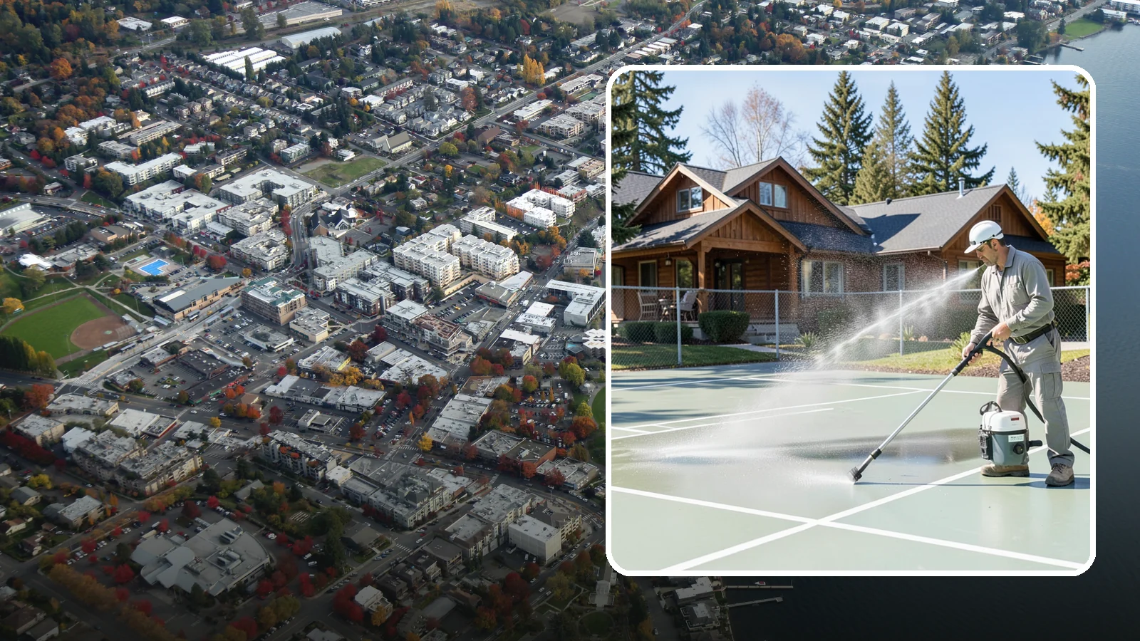 Pickleball Court Cleaning in Kirkland, King County, WA - We clean pickleball courts so the fast-growing sport's surface stays grippy and line-crisp despite constant Northwest moisture.