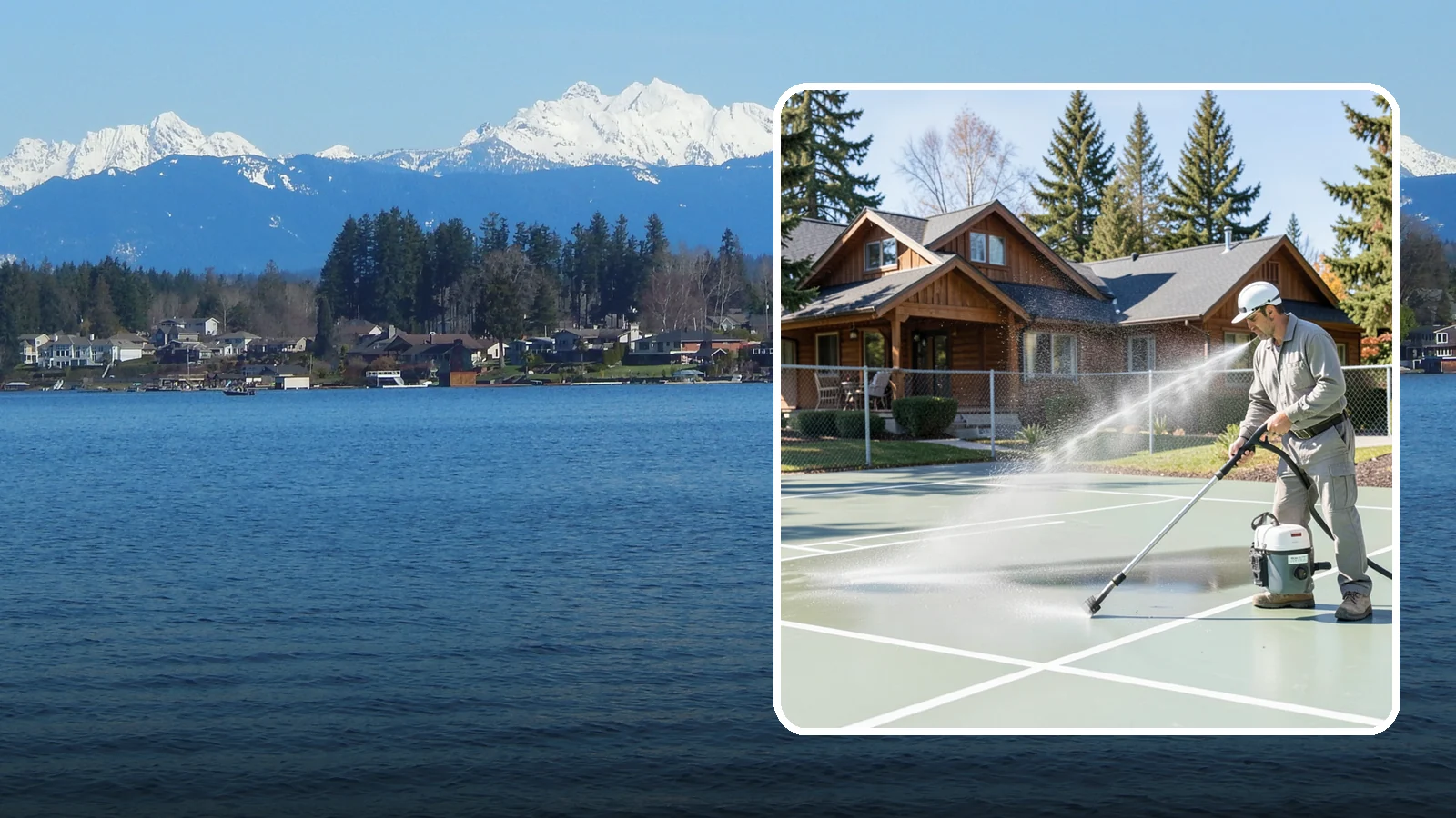 Pickleball Court Cleaning in Lake Stevens, Snohomish County, WA - We clean pickleball courts so the fast-growing sport's surface stays grippy and line-crisp despite constant Northwest moisture.