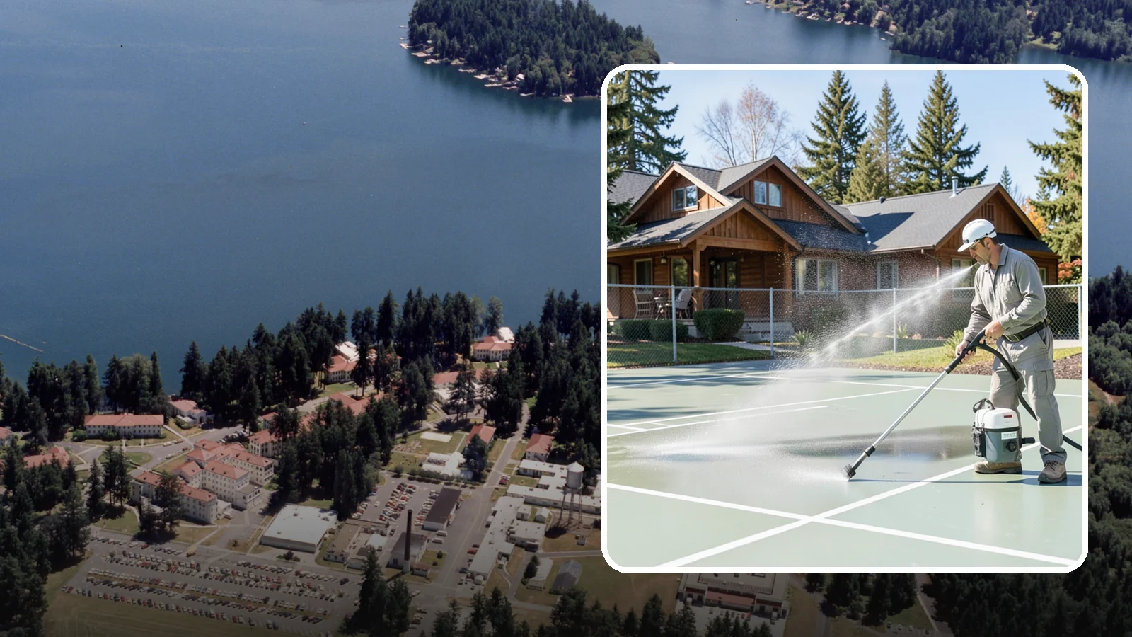 Pickleball Court Cleaning in Lakewood, Pierce County, WA - We clean pickleball courts so the fast-growing sport's surface stays grippy and line-crisp despite constant Northwest moisture.