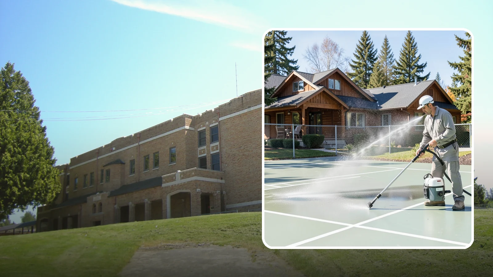 Pickleball Court Cleaning in Maple Valley, King County, WA - We clean pickleball courts so the fast-growing sport's surface stays grippy and line-crisp despite constant Northwest moisture.