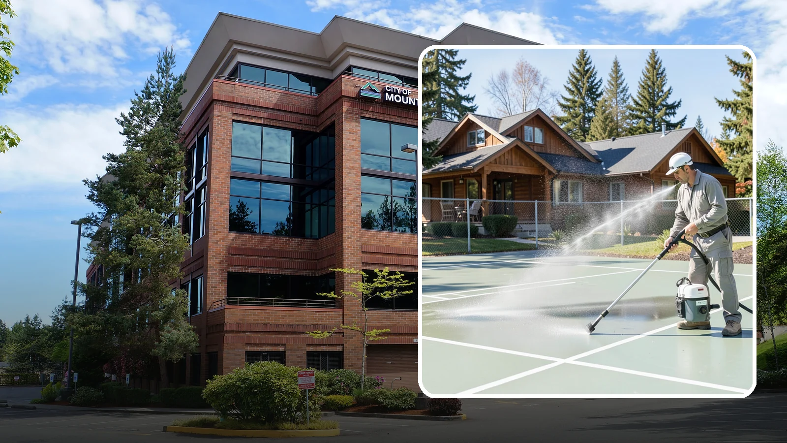 Pickleball Court Cleaning in Mountlake Terrace, Snohomish County, WA - We clean pickleball courts so the fast-growing sport's surface stays grippy and line-crisp despite constant Northwest moisture.