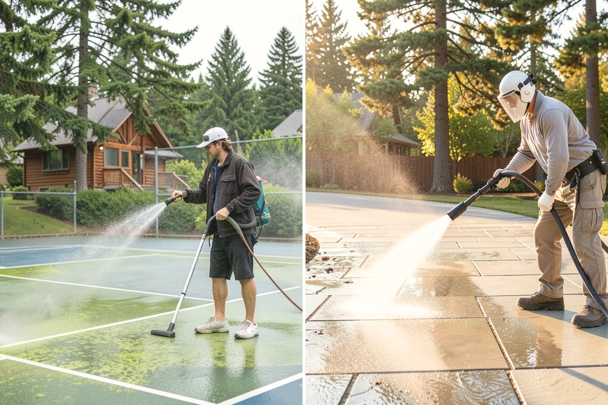 Pickleball Court Cleaning in Mountlake Terrace, Snohomish County, WA - Clear paddles, nets, and debris from the court