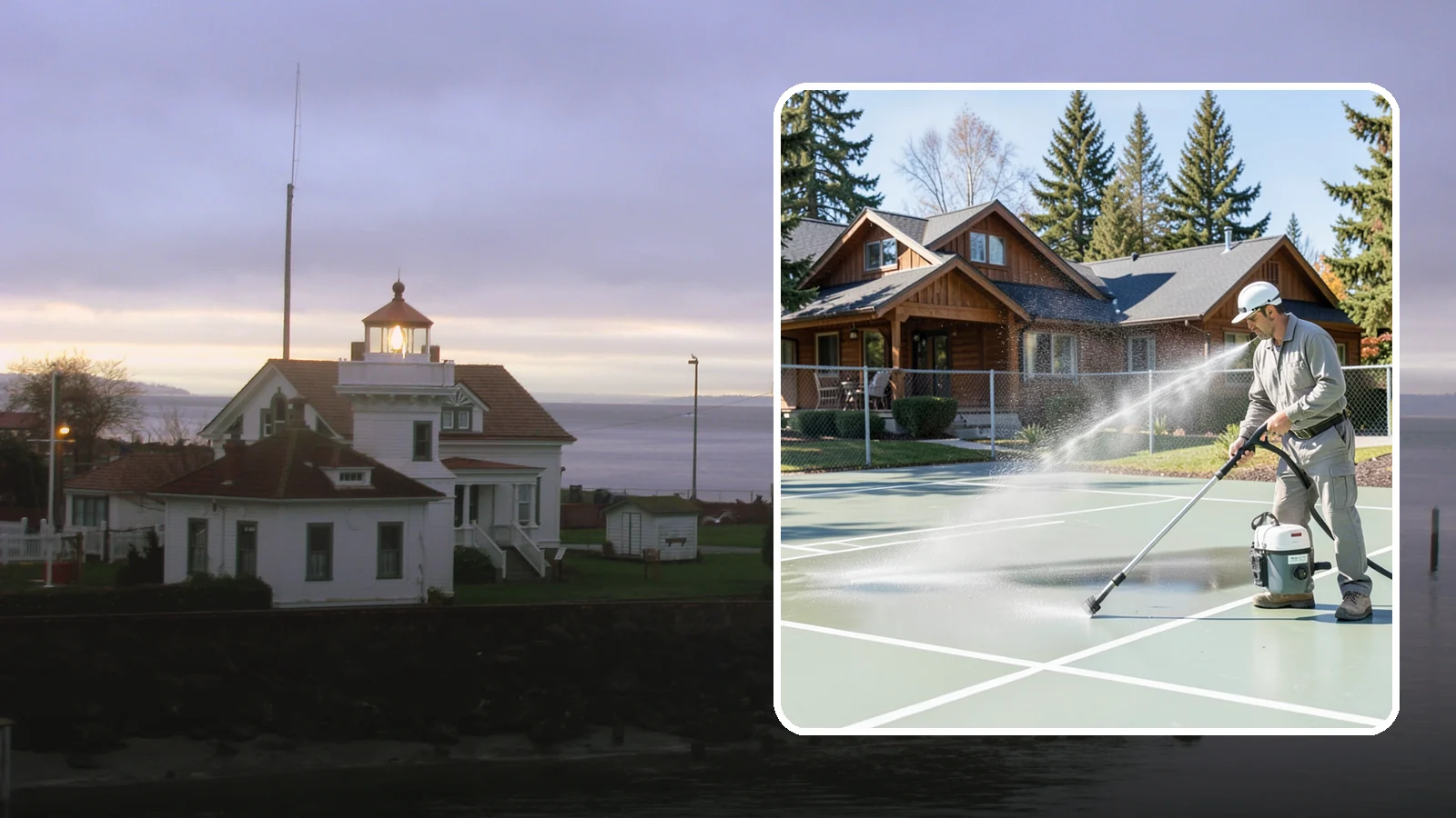 Pickleball Court Cleaning in Mukilteo, Snohomish County, WA - We clean pickleball courts so the fast-growing sport's surface stays grippy and line-crisp despite constant Northwest moisture.