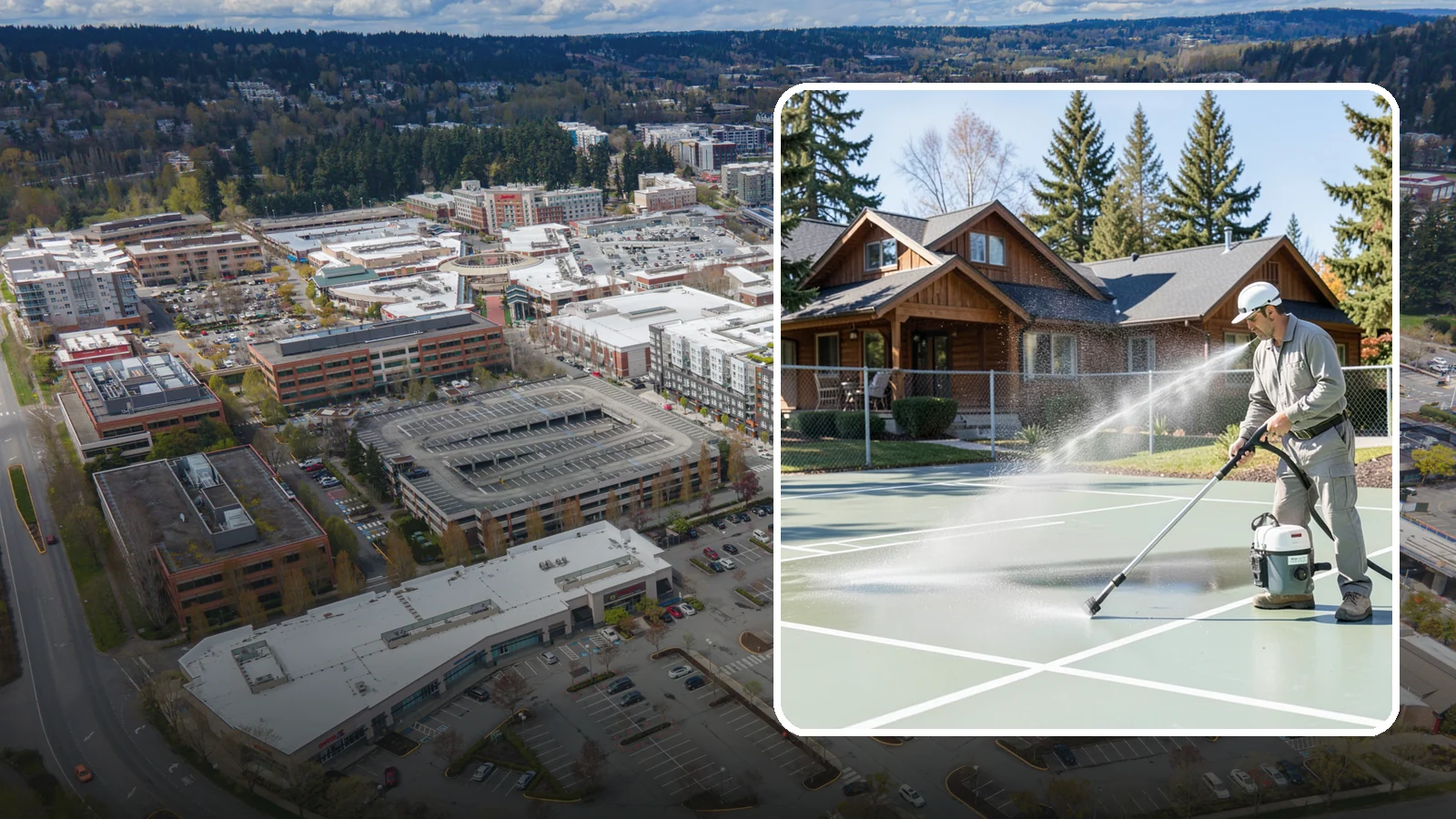 Pickleball Court Cleaning in Redmond, King County, WA - We clean pickleball courts so the fast-growing sport's surface stays grippy and line-crisp despite constant Northwest moisture.