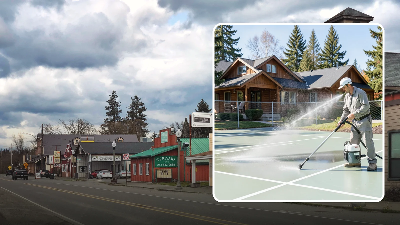 Pickleball Court Cleaning in Roy, Pierce County, WA - We clean pickleball courts so the fast-growing sport's surface stays grippy and line-crisp despite constant Northwest moisture.