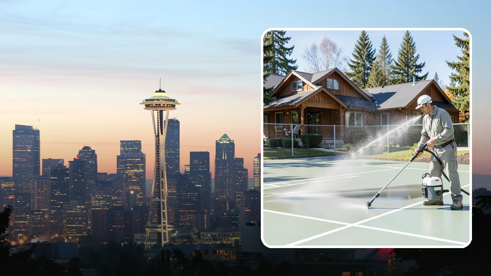 Pickleball Court Cleaning in Seattle, King County, WA - We clean pickleball courts so the fast-growing sport's surface stays grippy and line-crisp despite constant Northwest moisture.