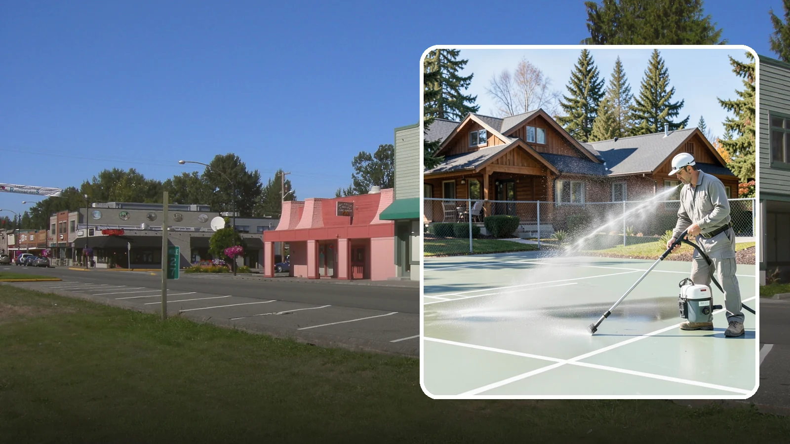 Pickleball Court Cleaning in Snoqualmie, King County, WA - We clean pickleball courts so the fast-growing sport's surface stays grippy and line-crisp despite constant Northwest moisture.