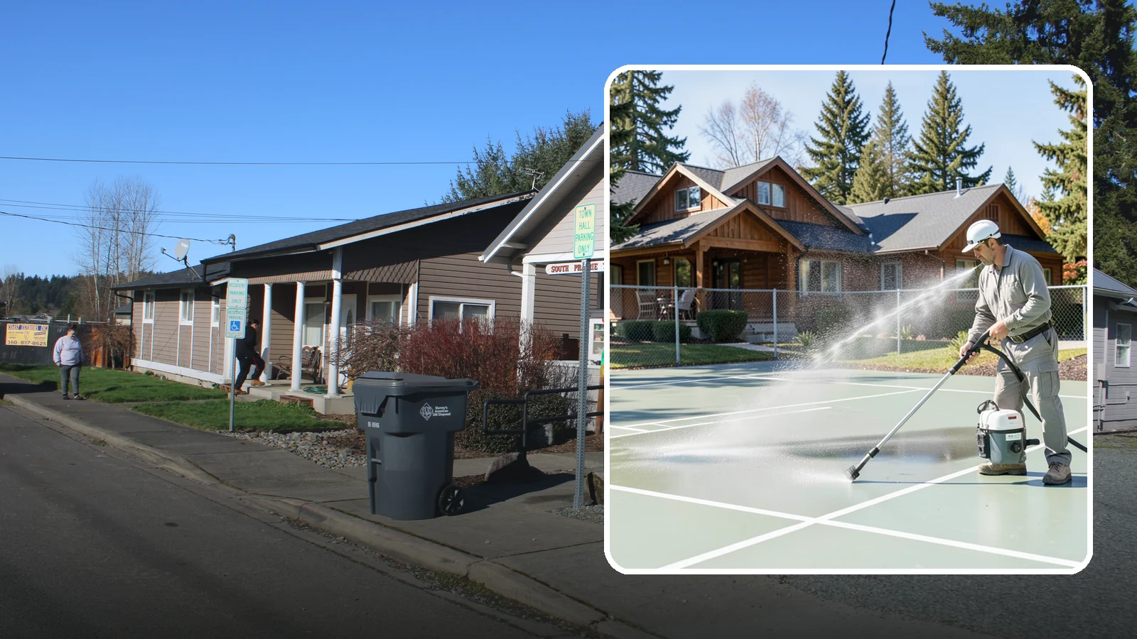 Pickleball Court Cleaning in South Prairie, Pierce County, WA - We clean pickleball courts so the fast-growing sport's surface stays grippy and line-crisp despite constant Northwest moisture.