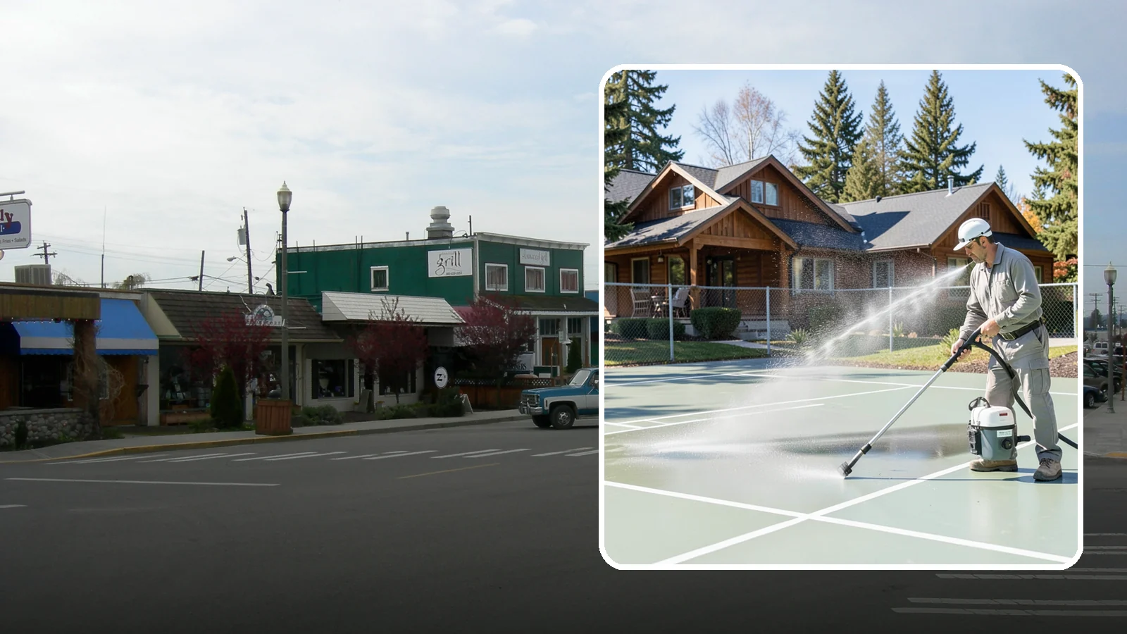 Pickleball Court Cleaning in Stanwood, Snohomish County, WA - We clean pickleball courts so the fast-growing sport's surface stays grippy and line-crisp despite constant Northwest moisture.