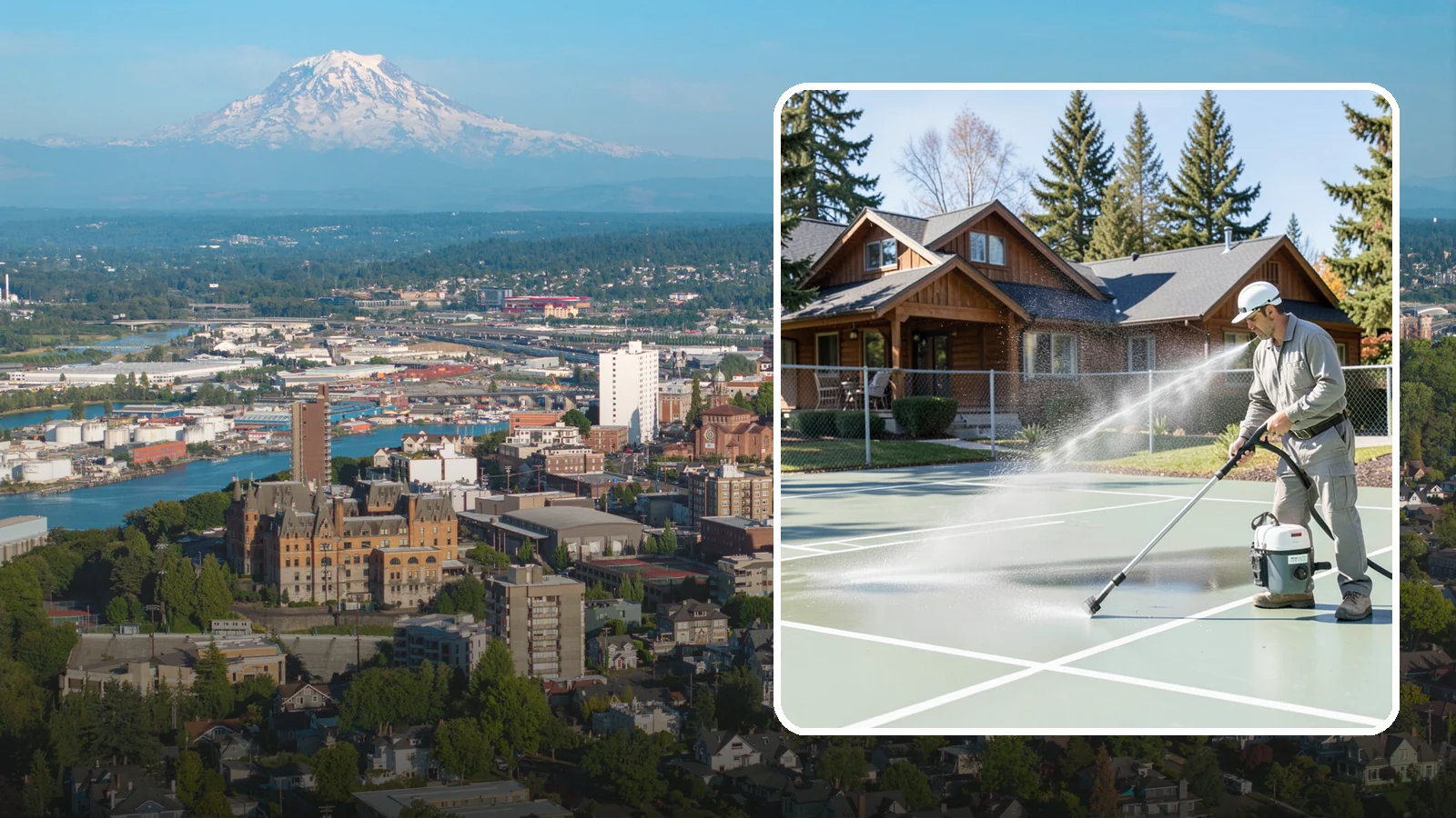Pickleball Court Cleaning in Tacoma, Pierce County, WA - We clean pickleball courts so the fast-growing sport's surface stays grippy and line-crisp despite constant Northwest moisture.
