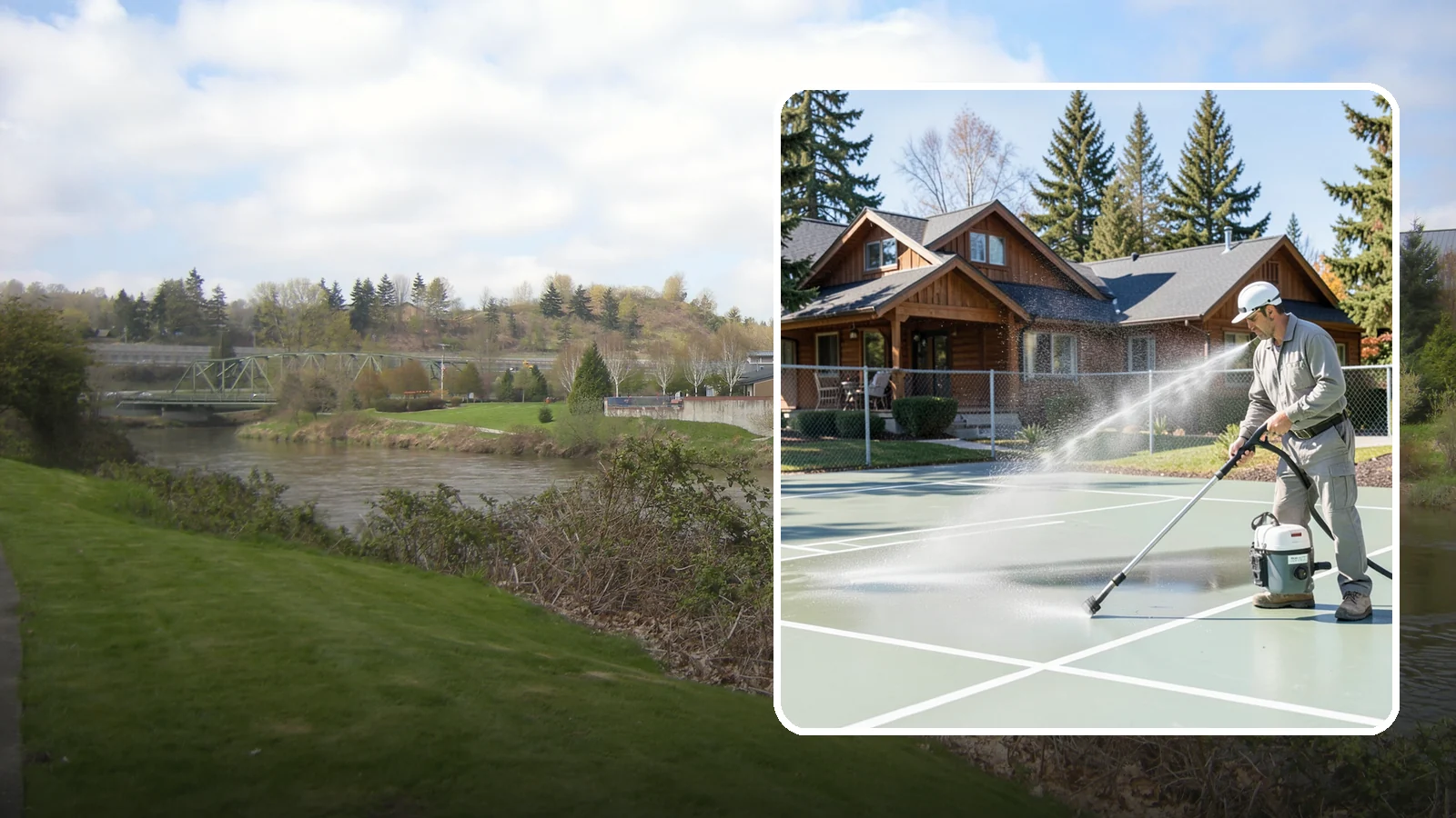 Pickleball Court Cleaning in Tukwila, King County, WA - We clean pickleball courts so the fast-growing sport's surface stays grippy and line-crisp despite constant Northwest moisture.