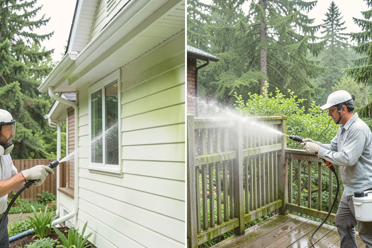 Picture Window Cleaning in Algona, King County, WA - Rinse the large pane to remove loose grime