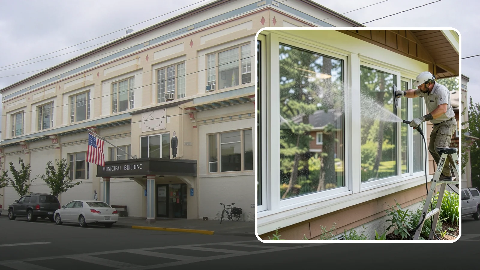Picture Window Cleaning in Anacortes, Skagit County, WA - Cleaning of large picture windows so the wide, unobstructed view stays crystal clear year-round.