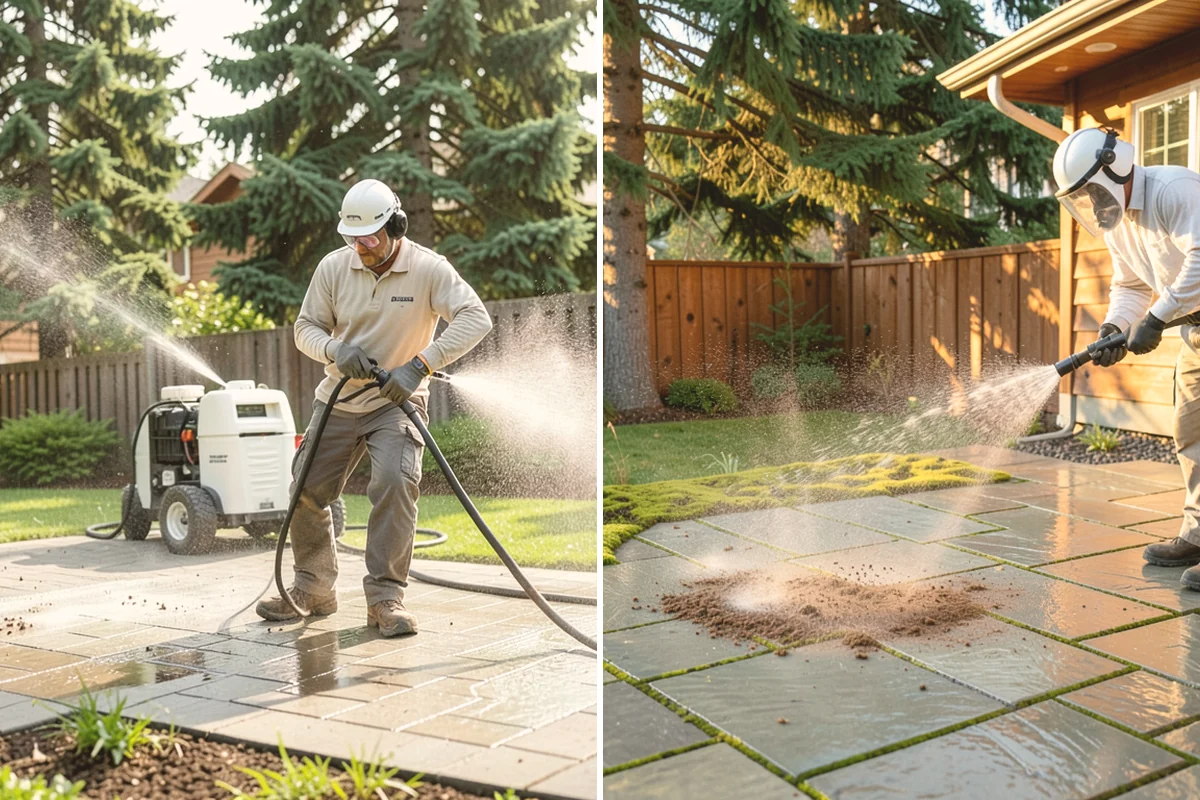 Picture Window Cleaning in Bellevue, King County, WA - Rinse the large pane to remove loose grime