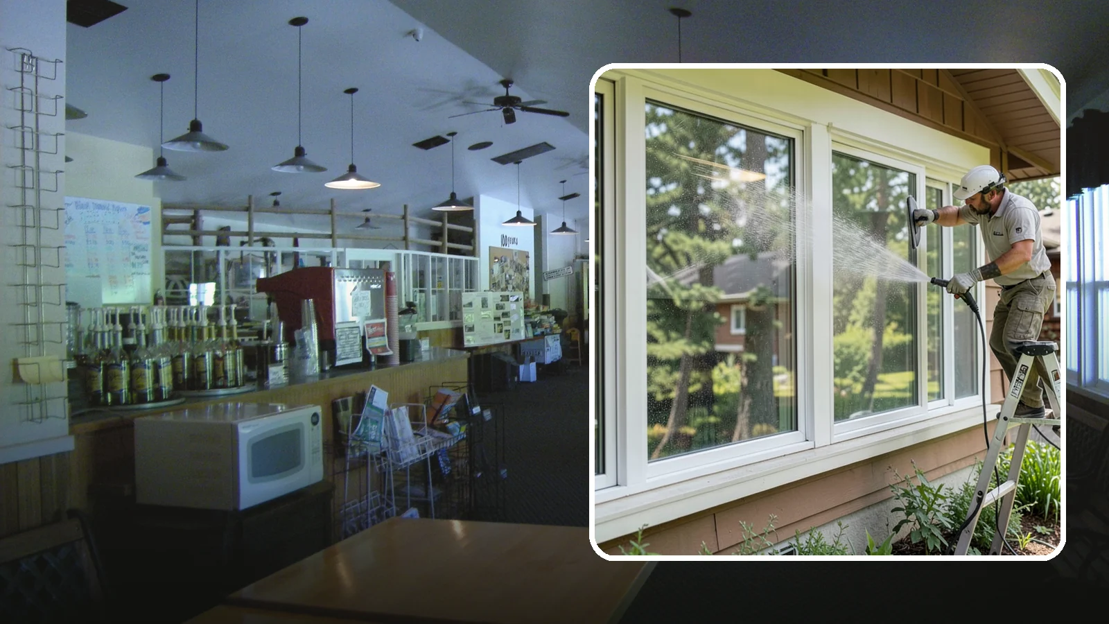 Picture Window Cleaning in Black Diamond, King County, WA - Cleaning of large picture windows so the wide, unobstructed view stays crystal clear year-round.