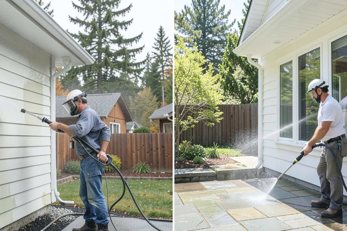 Picture Window Cleaning in Bonney Lake, Pierce County, WA - Rinse the large pane to remove loose grime