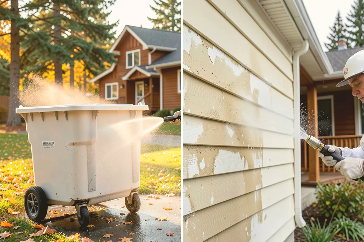 Picture Window Cleaning in Brier, Snohomish County, WA - Rinse the large pane to remove loose grime