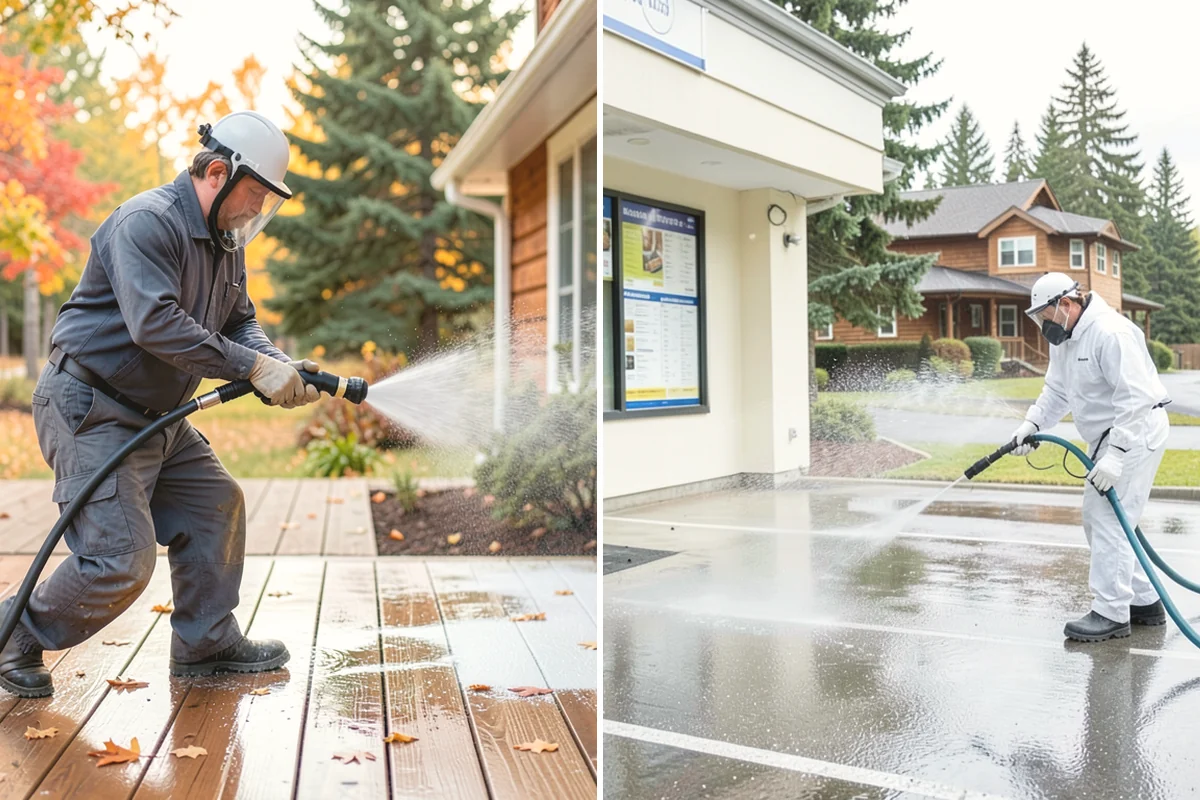 Picture Window Cleaning in Burien, King County, WA - Rinse the large pane to remove loose grime