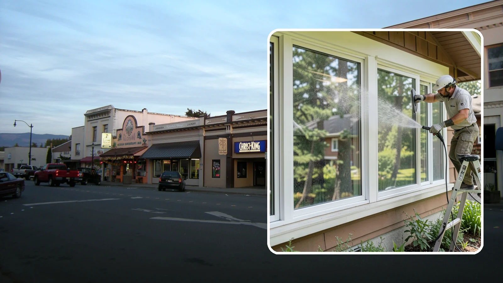 Picture Window Cleaning in Burlington, Skagit County, WA - Cleaning of large picture windows so the wide, unobstructed view stays crystal clear year-round.