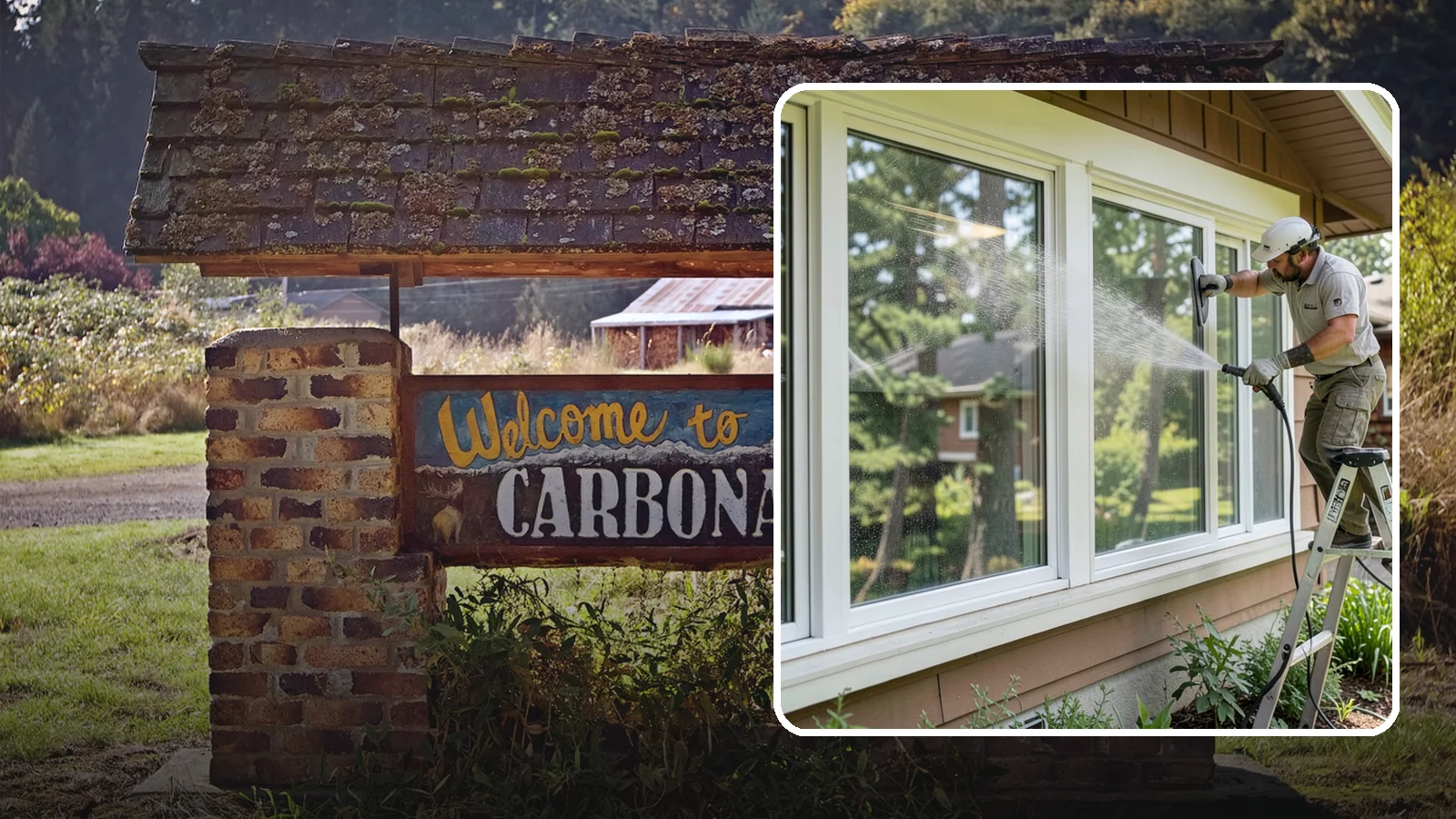 Picture Window Cleaning in Carbonado, Pierce County, WA - Cleaning of large picture windows so the wide, unobstructed view stays crystal clear year-round.