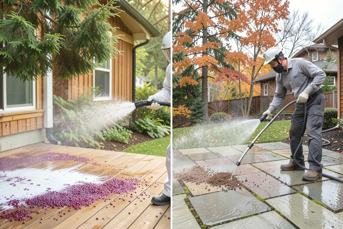 Picture Window Cleaning in Carbonado, Pierce County, WA - Rinse the large pane to remove loose grime