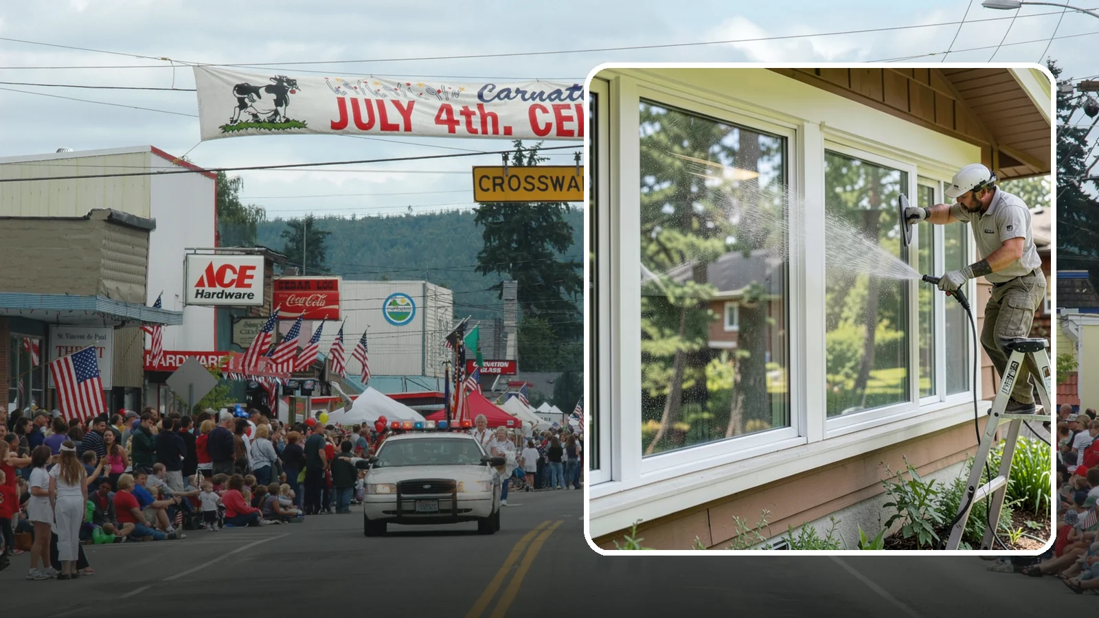 Picture Window Cleaning in Carnation, King County, WA - Cleaning of large picture windows so the wide, unobstructed view stays crystal clear year-round.