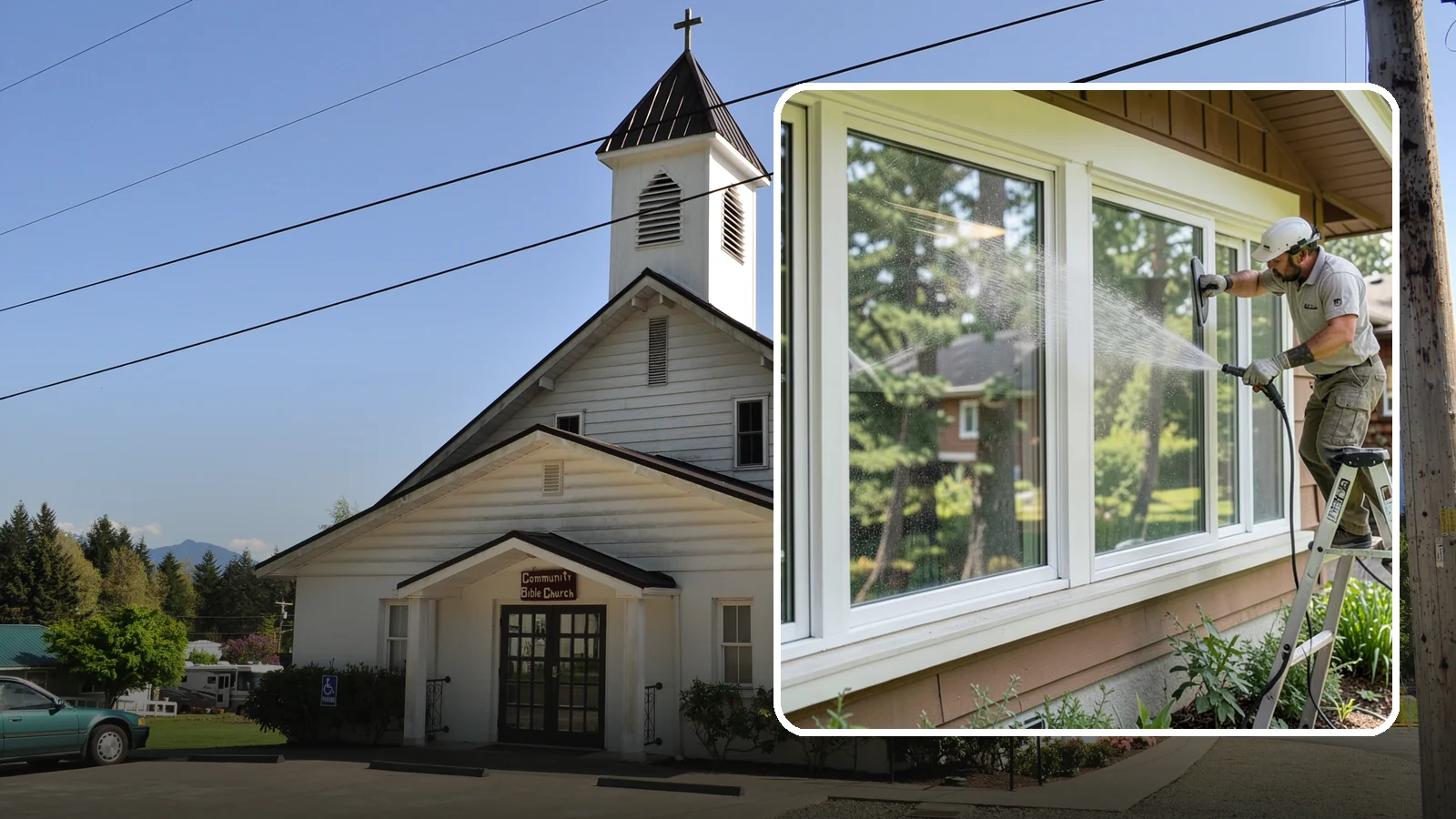 Picture Window Cleaning in Concrete, Skagit County, WA - Cleaning of large picture windows so the wide, unobstructed view stays crystal clear year-round.