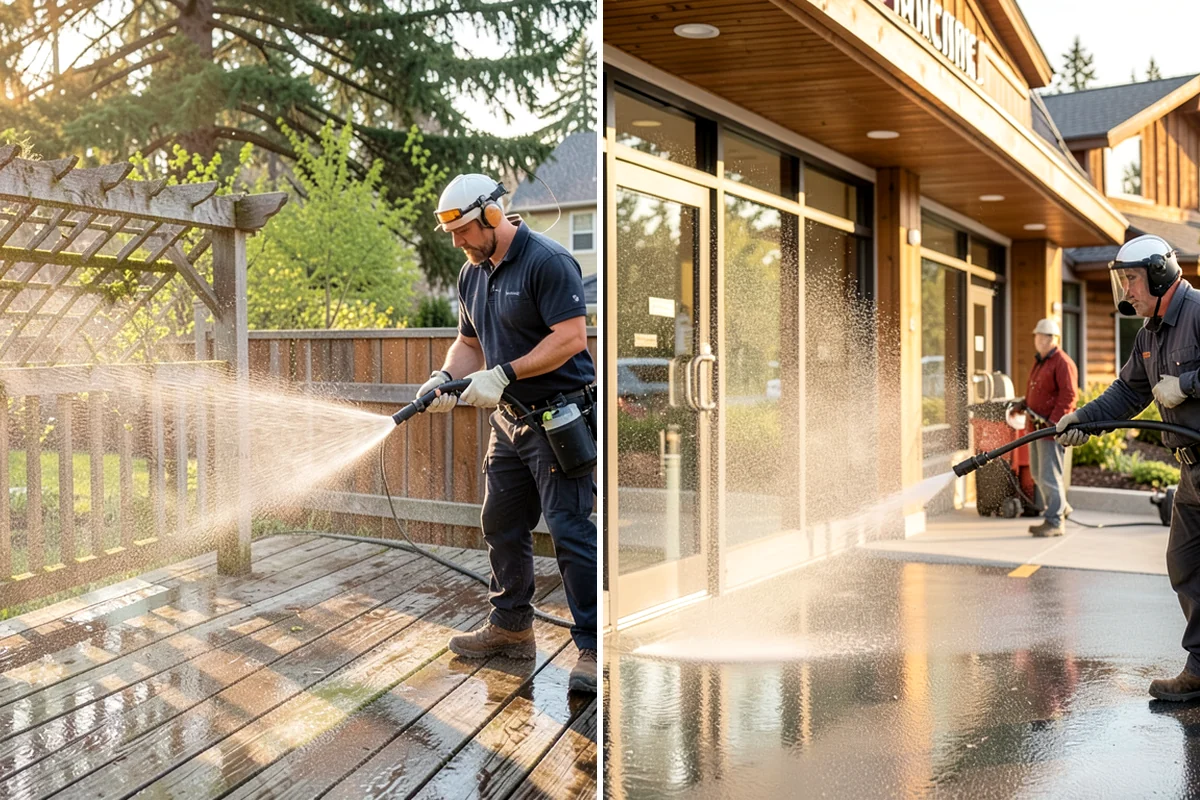 Picture Window Cleaning in Concrete, Skagit County, WA - Rinse the large pane to remove loose grime