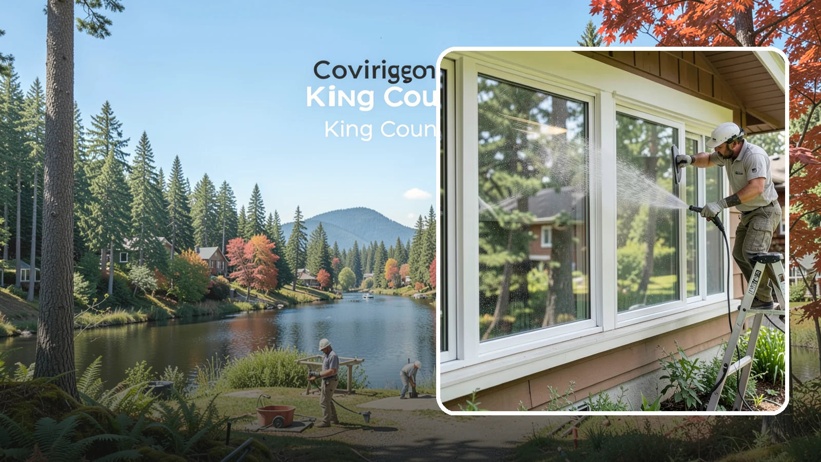 Picture Window Cleaning in Covington, King County, WA - Cleaning of large picture windows so the wide, unobstructed view stays crystal clear year-round.