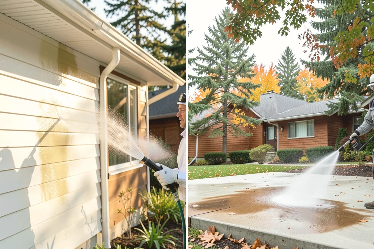 Picture Window Cleaning in Covington, King County, WA - Rinse the large pane to remove loose grime