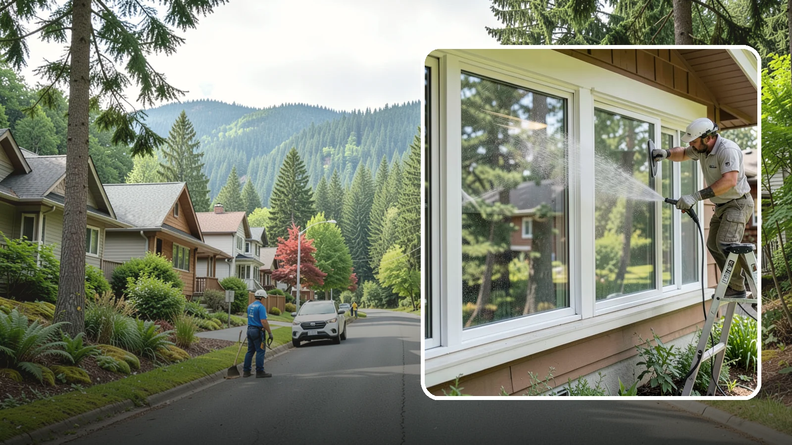 Picture Window Cleaning in Darrington, Snohomish County, WA - Cleaning of large picture windows so the wide, unobstructed view stays crystal clear year-round.