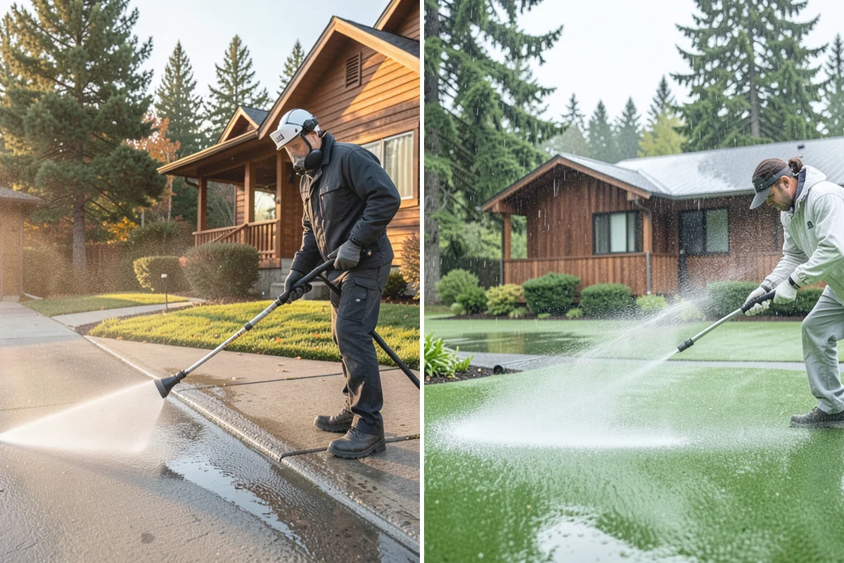 Picture Window Cleaning in Des Moines, King County, WA - Rinse the large pane to remove loose grime
