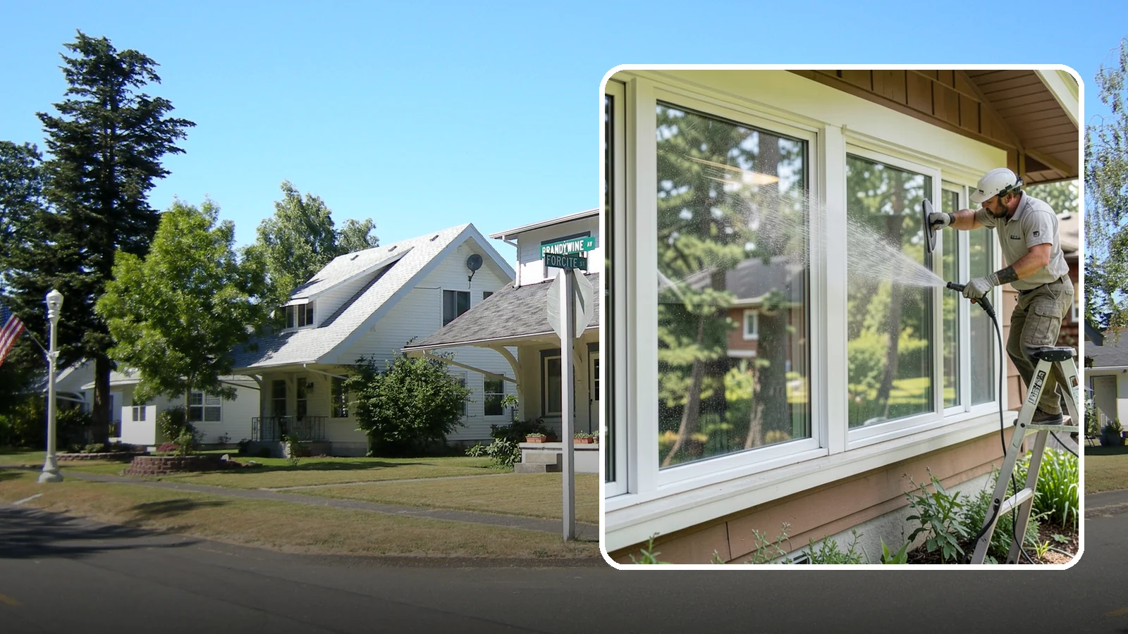 Picture Window Cleaning in DuPont, Pierce County, WA - Cleaning of large picture windows so the wide, unobstructed view stays crystal clear year-round.