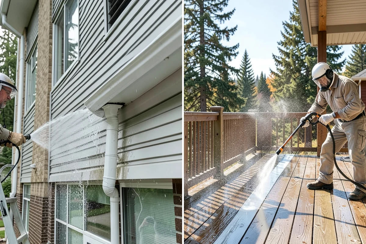 Picture Window Cleaning in DuPont, Pierce County, WA - Rinse the large pane to remove loose grime