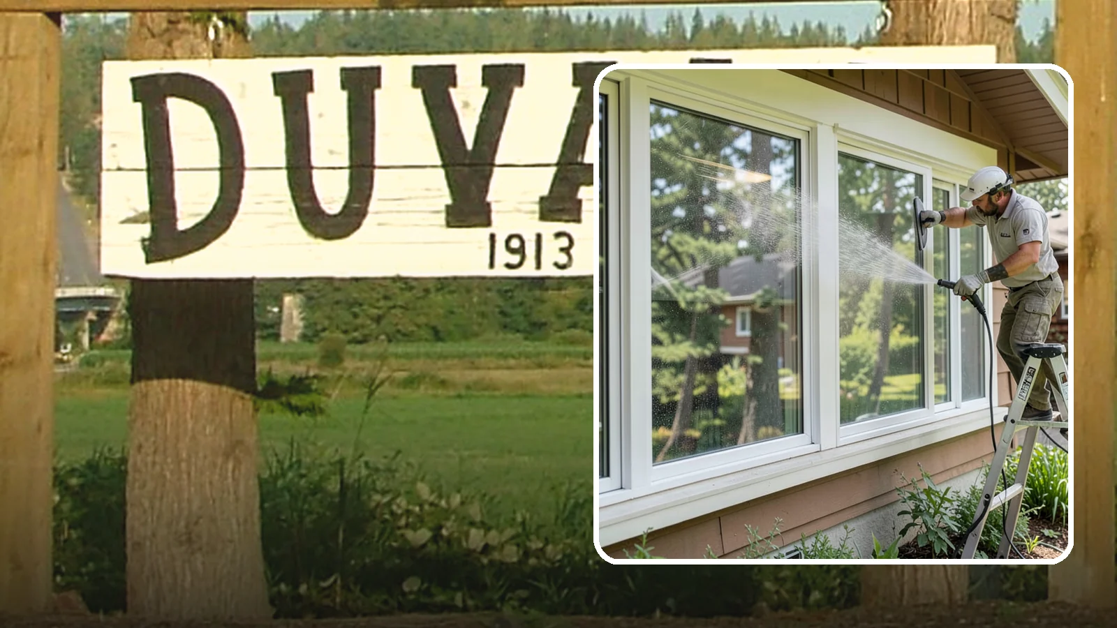Picture Window Cleaning in Duvall, King County, WA - Cleaning of large picture windows so the wide, unobstructed view stays crystal clear year-round.