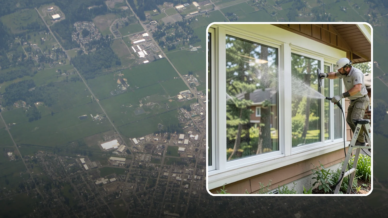 Picture Window Cleaning in Enumclaw, King County, WA - Cleaning of large picture windows so the wide, unobstructed view stays crystal clear year-round.