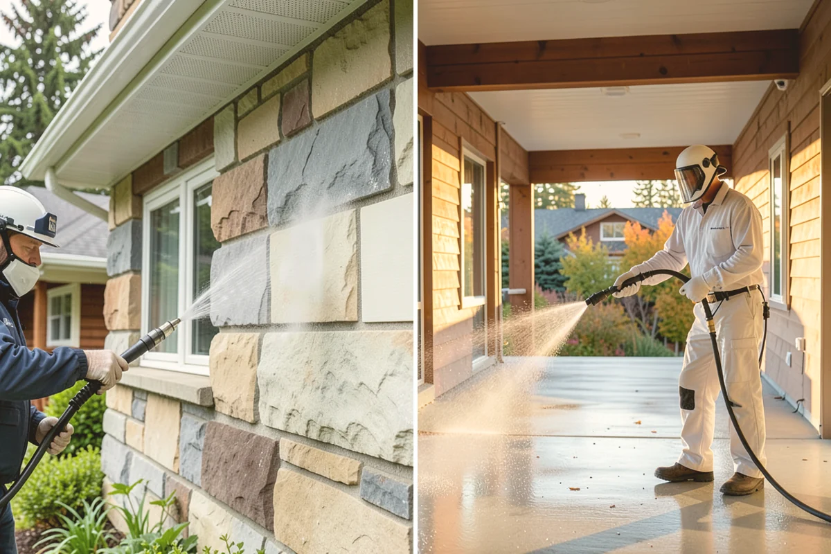 Picture Window Cleaning in Fife, Pierce County, WA - Rinse the large pane to remove loose grime
