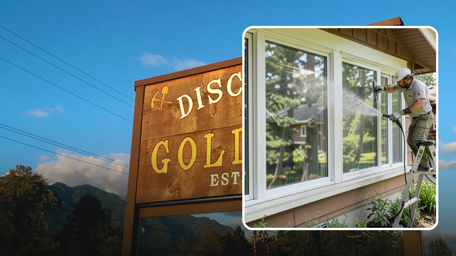 Picture Window Cleaning in Gold Bar, Snohomish County, WA - Cleaning of large picture windows so the wide, unobstructed view stays crystal clear year-round.