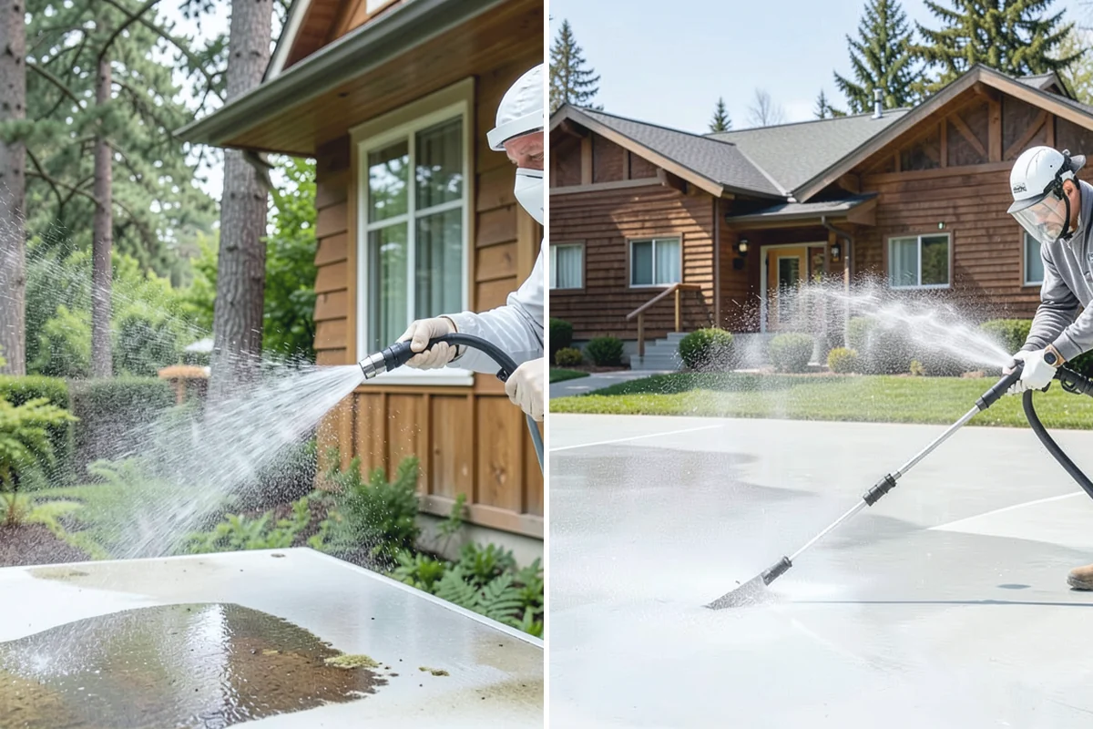 Picture Window Cleaning in Hamilton, Skagit County, WA - Rinse the large pane to remove loose grime