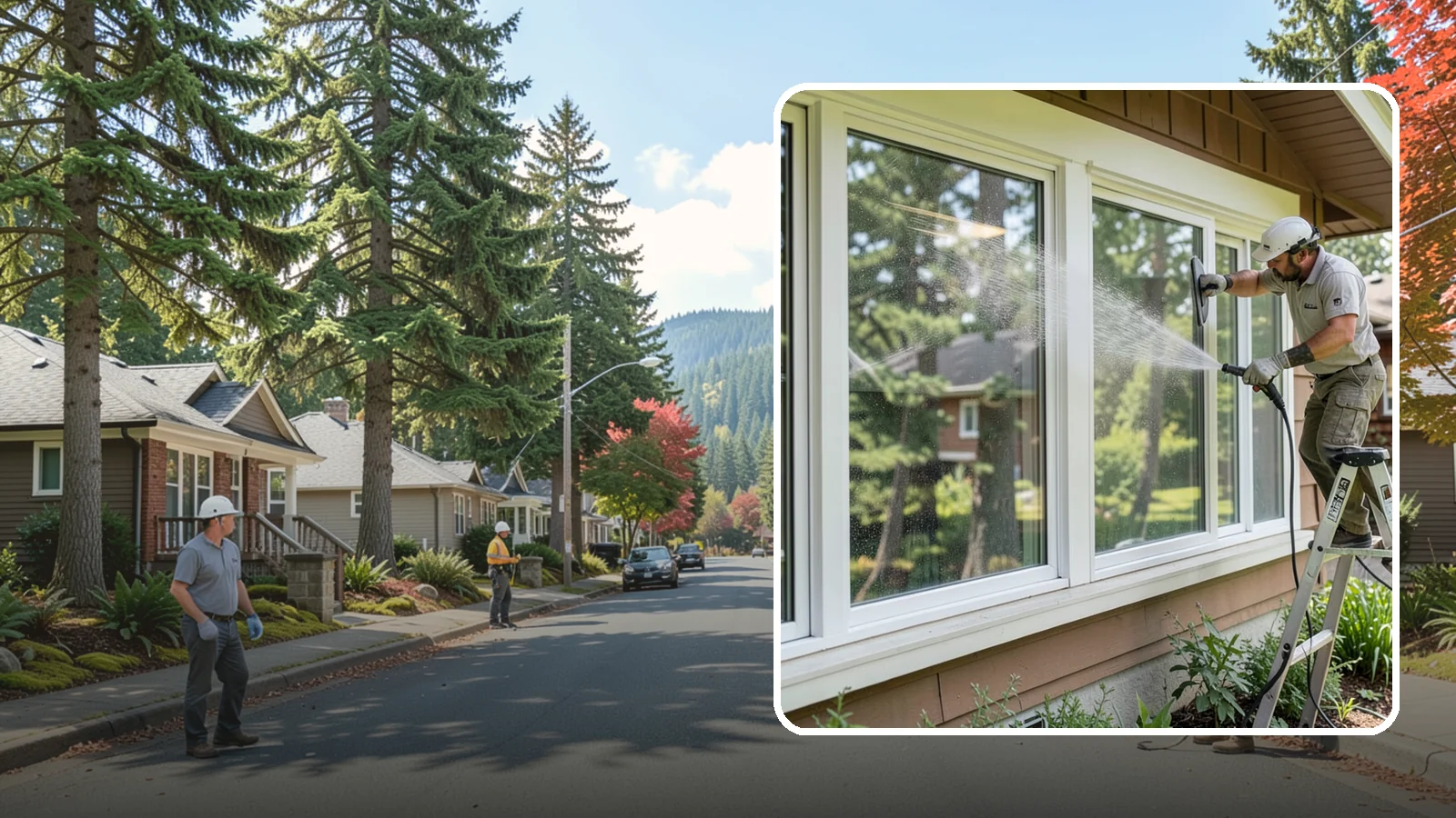 Picture Window Cleaning in Hunts Point, King County, WA - Cleaning of large picture windows so the wide, unobstructed view stays crystal clear year-round.