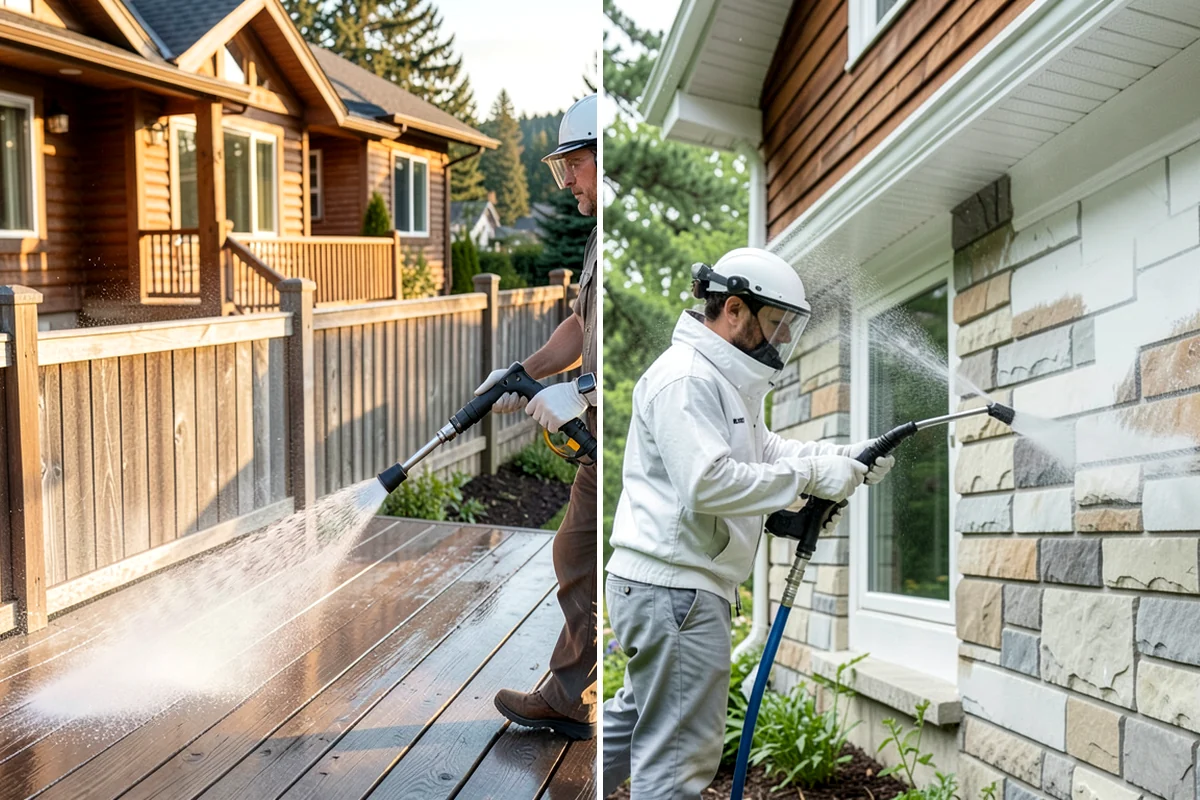 Picture Window Cleaning in Hunts Point, King County, WA - Rinse the large pane to remove loose grime